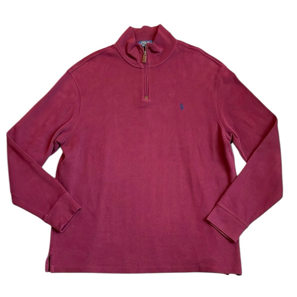 Polo Ralph Lauren Quarter Zip Sweater Men’s XL Burgundy Pullover 100% Cotton